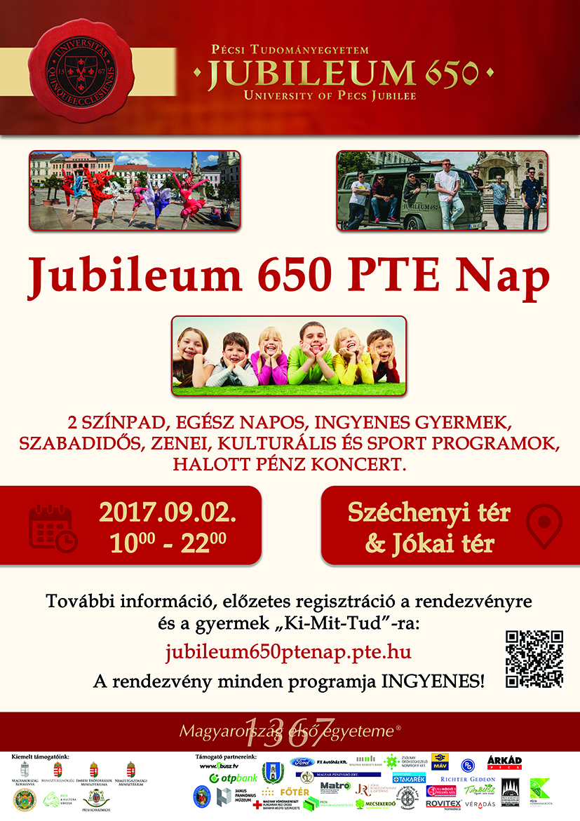 Jubileum 650 PTE Nap plakátja